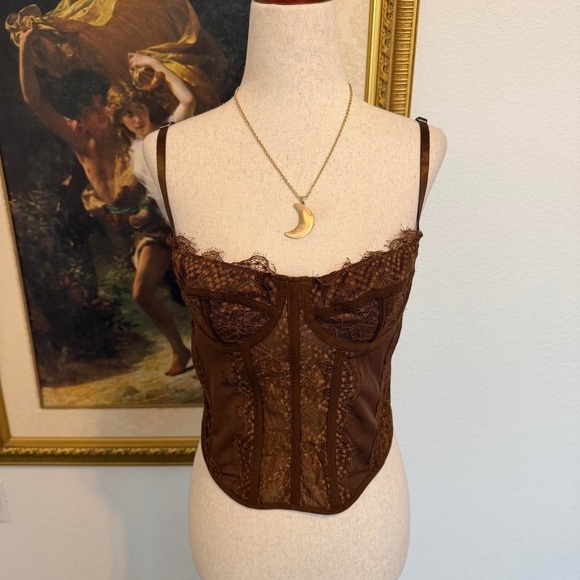 Tops - Whimsi Fairy Brown Lace Corset